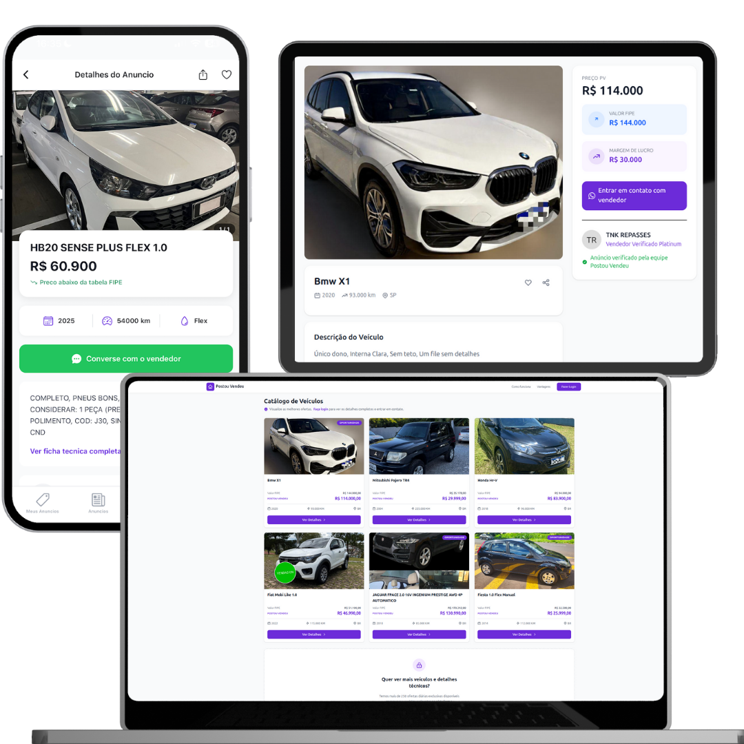 Plataforma Postou & Vendeu em múltiplos dispositivos